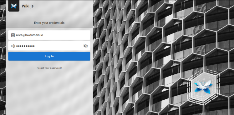 Wiki.js login page