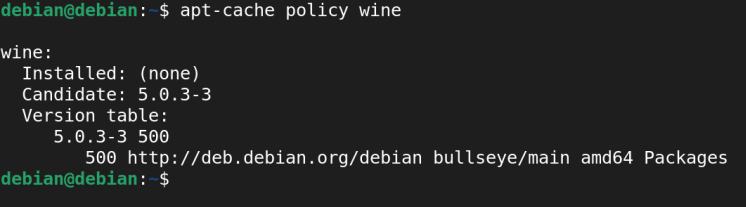 Überprüfen des Wein-Apt-Caches
