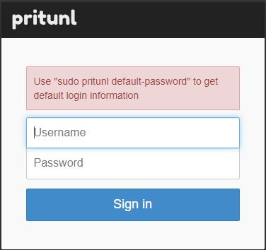 Pritunl Login Screen